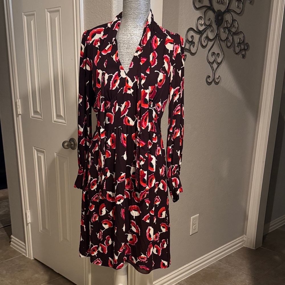 Milly of New York Red‎ and Black Long Sleeve Dress